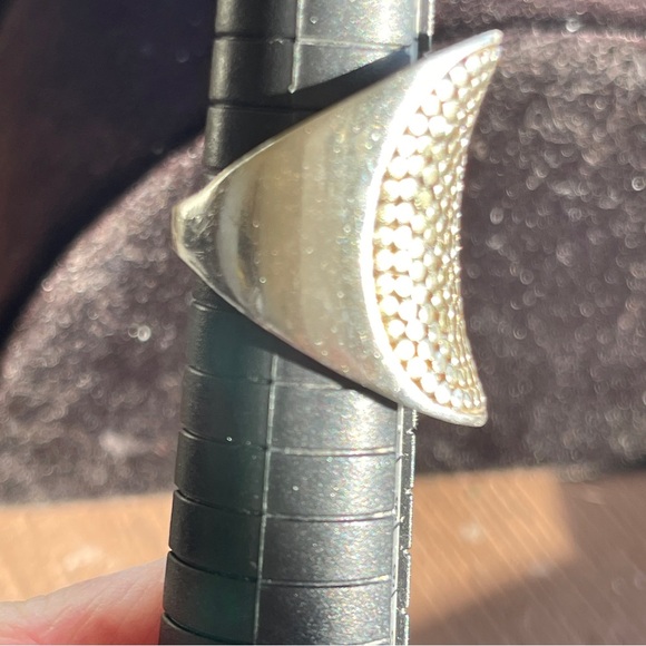 Signed Anna Beck Large Saddle Shaped Dotted Sterling Silver Ring Size 6.5 - Picture 3 of 8